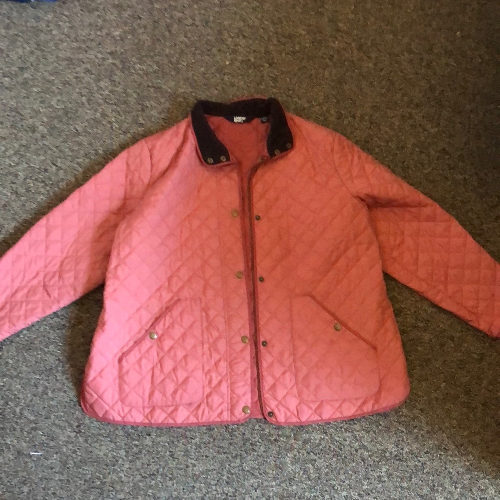 Quilted zip up thin winter lands end pink coat